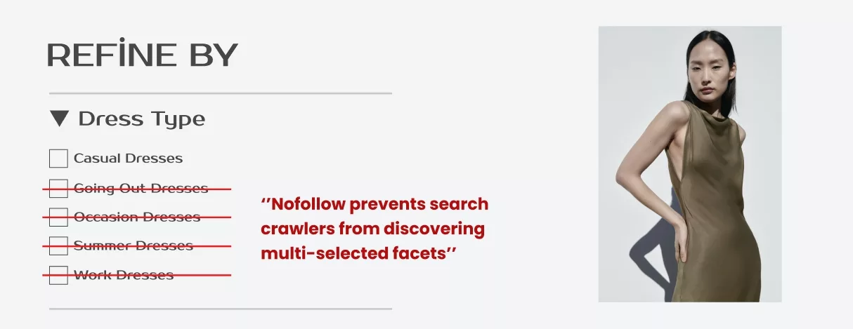 Facated search seo benefits - nofollow tag